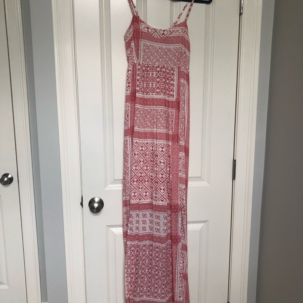 Red/White Pattern Maternity Maxi Dress Size S